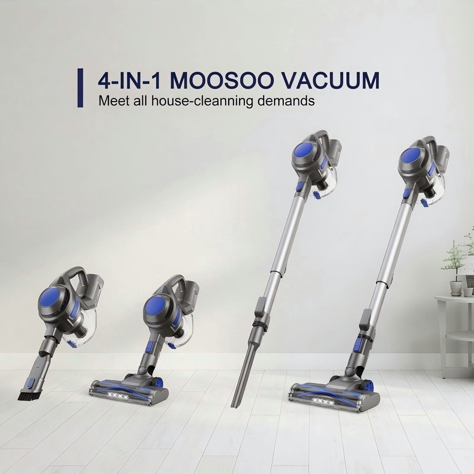 MOOSOO Cordless Stick Vacuum Cleaner 40KPA 40Mins Lightweight for Home Pet Hair Carpet Hard Floor, XL-618A
