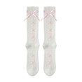 thumbnail image 4 of Yuanlong Womens Knee-High Socks Sheer Lace Bow Detail Mid Calf Tie Up Socks Fashionable Daily Thin Hosiery, 4 of 4
