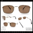 thumbnail image 2 of Retro Hipster Narrow Rectangle Metal Rim Dad Fashion Sunglasses [Gold - Brown], 2 of 8