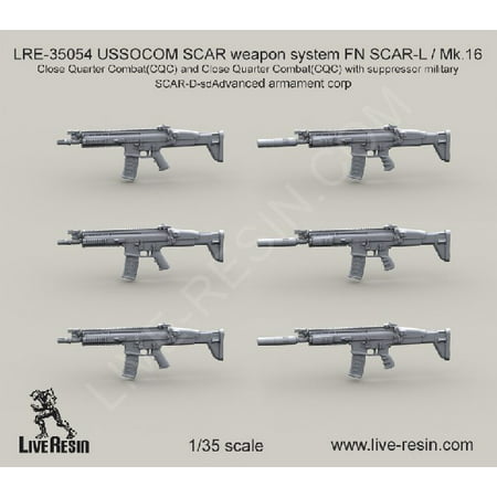 1/35 USSOCOM SCAR Weapon System FN SCAR-L/Mk 16 Close Quarter Combat w/Suppressor (6) (Best Close Quarters Weapon)