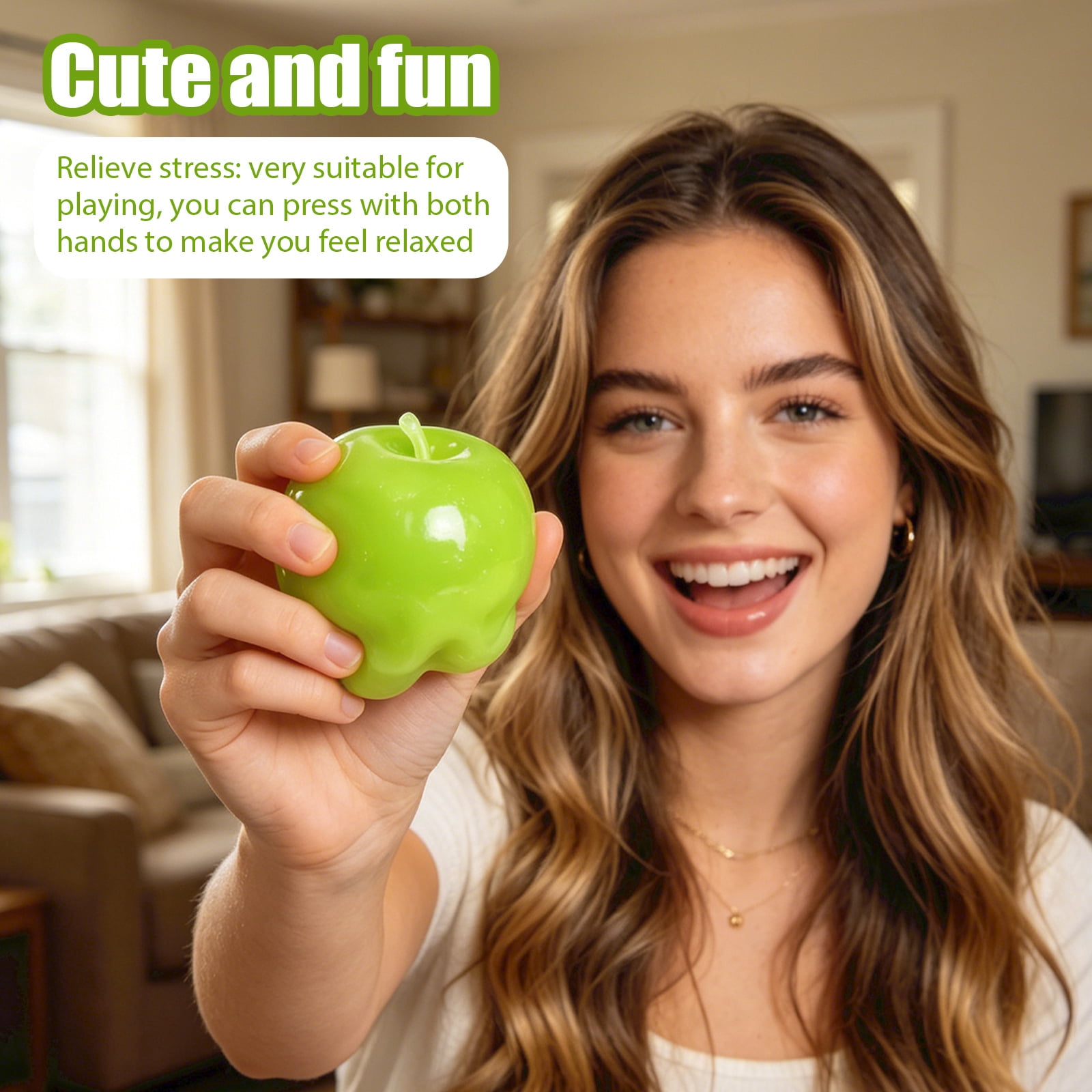 Apple Squeeze Toys, Stress Relief Fruit Toy, Slow Rebound Clear Fruit Fidget Toy Pressure Relief Soft Stress Ball Pinch Sensory Toy