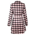thumbnail image 3 of FANCYINN Women Long Sleeve Plaid Pattern Tunic Tops Shirt Casual Fall Christmas Dress Green & Pink XS, 3 of 4