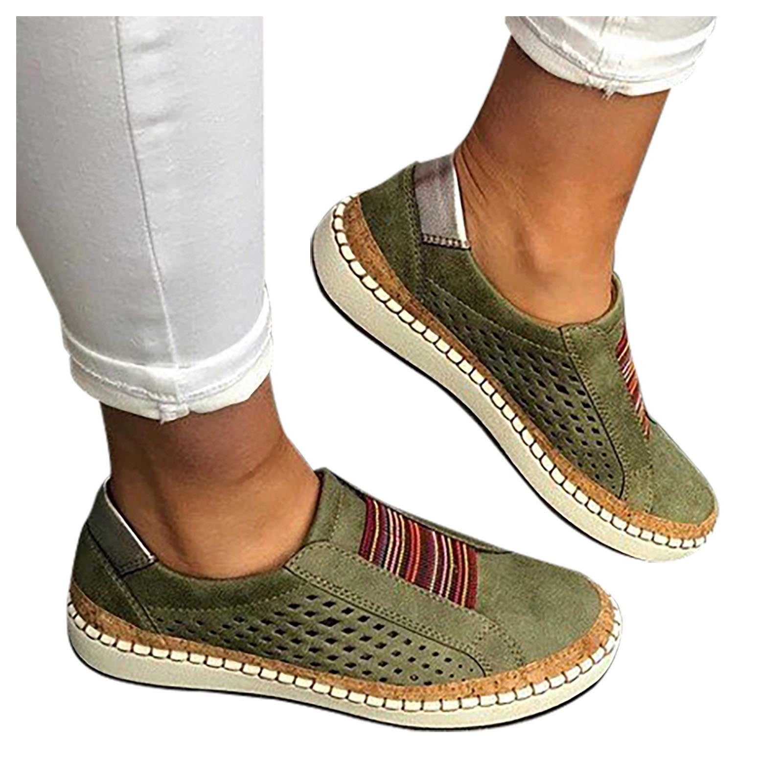KBODIU Loafers for Women Casual Slip on Dress Loafers Womens Fashion Big Size Hot Style Casual Single Shoes Outdoor Walking Flats Shoes Low Tops Fashion Flats for Summer Green 41