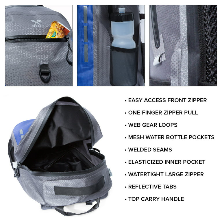 XELFLY Submersipack Waterproof Backpack - Submersible, Inflatable, Floating  TPU Coated Durable Nylon Dry Bag with Airtight Zipper for Kayak, Fishing,  Boating, Hiking, Paddle Board (Deep Blue, 25L) 