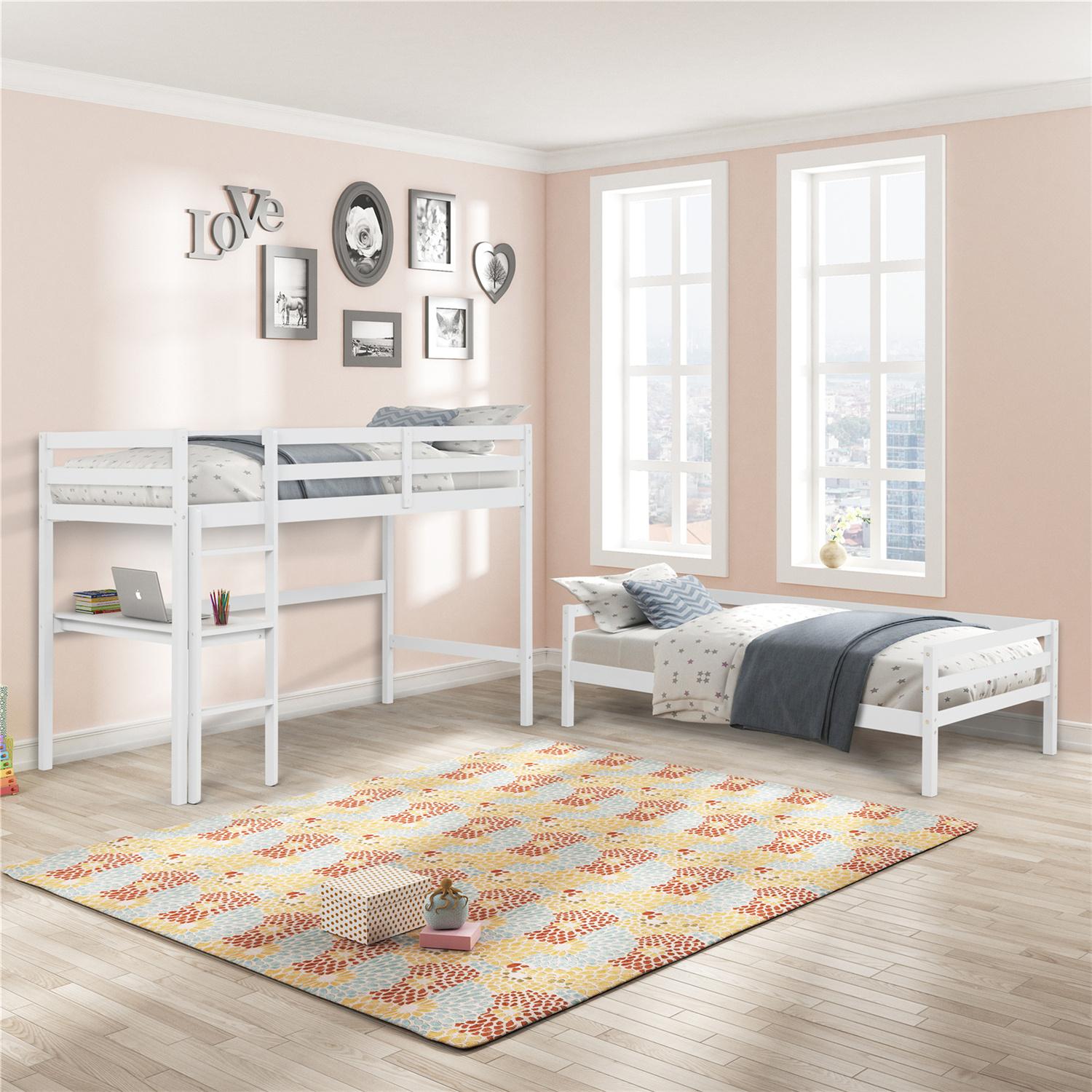 Tribeca Full Size Junior Loft Bed Pink Finish, 42 OFF