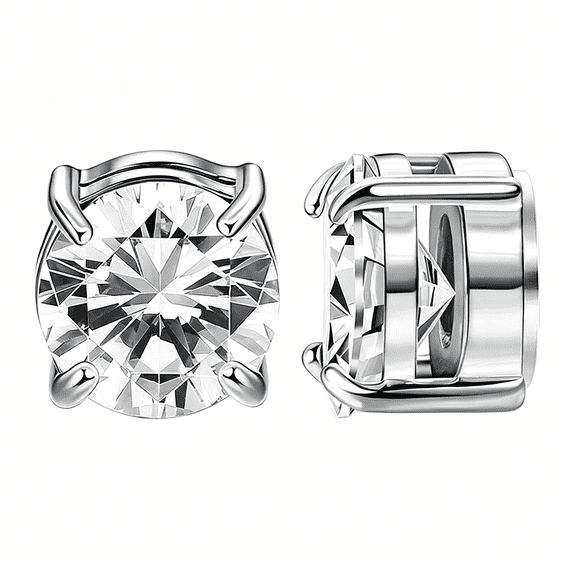 DESIGNICE Magnetic Stud Earrings for Men Women, Stainless Steel Clip-On CZ Hoop, Non-Piercing Set
