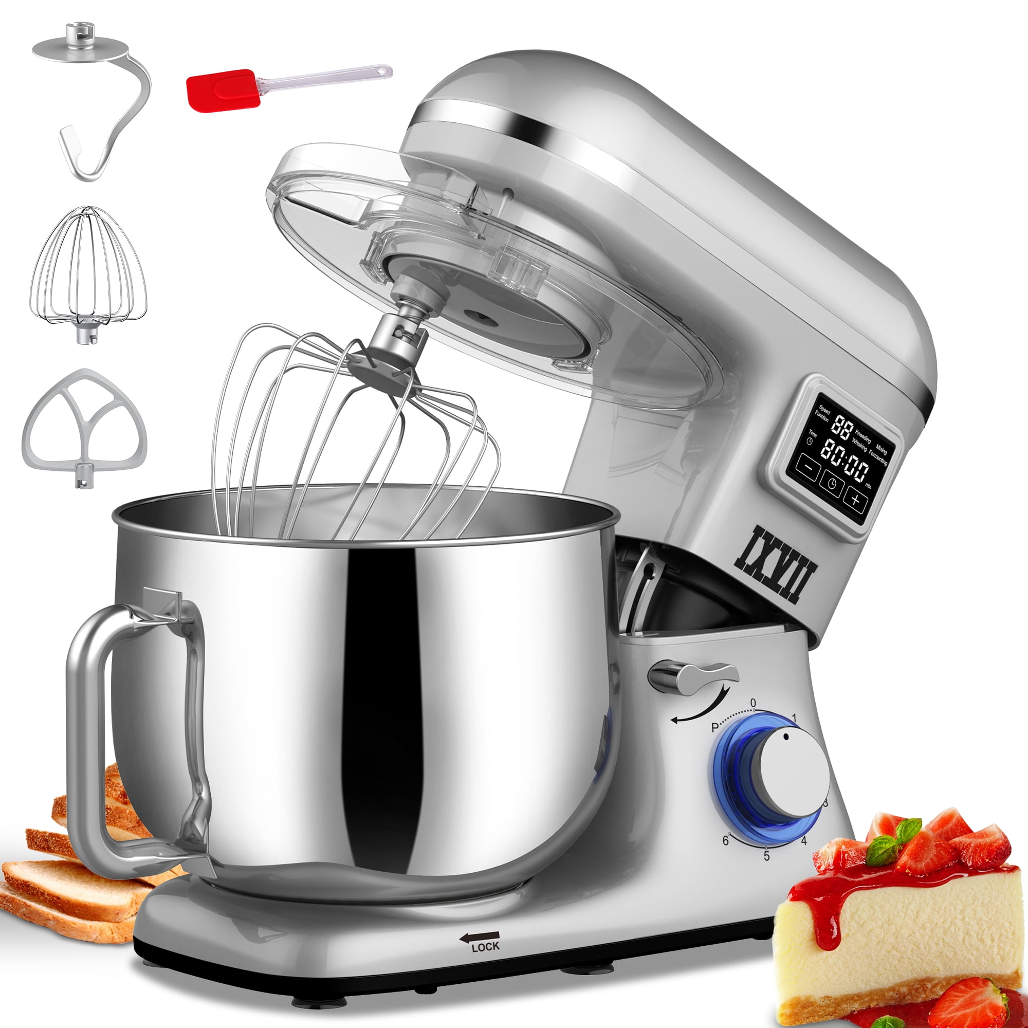 NEW ZURIO STAND MIXER 8.5 QT 6+P Speed Household Kitchen Electric W Dough  Hook