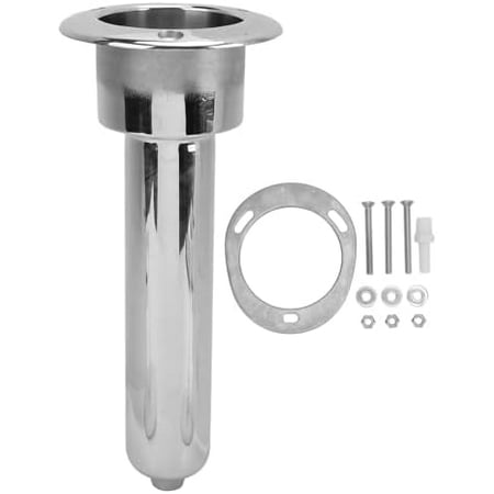 Heavy Duty Stainless Steel Deluxe Rod Holders 2 in 1 Flush Mount Fishing Rod Pole Holders 0 15 30 Degree Boat Fishing Rod Cup Holder 280mm Round Top Cup Holder for Yacht Ship(0 Degree)