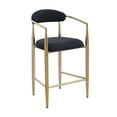 thumbnail image 3 of Modern Boucle Bar Stools Set Of 2 Modern Upholstered Bar Height Barstools Vintage High Island Chairs with Metal Frame/Back/Arms for Kitchen/Home Pub/Dining Room,Black+Gold Metal Furniture Dining, 3 of 7