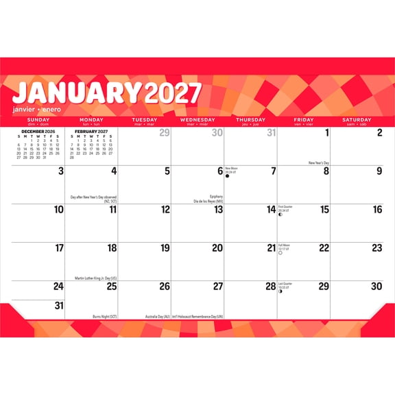 Large Print | 2027 17x12" Desk Pad Calendar | Sticker Sheet