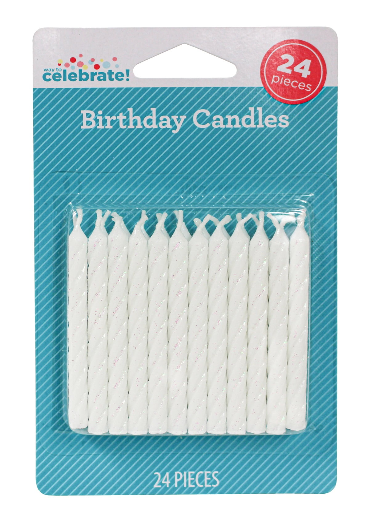 WAY TO CELEBRATE! Way To Celebrate Party Candle, White Spiral Birthday Candles, 24 Count