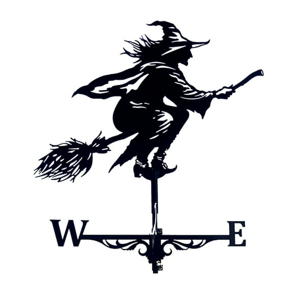 Protoiya Metal weather vanes Black Witch Shape Weathercock 75x40cm,Wind Direction Indicator for Garden Decor Roof Outdoor, Wind Vane Garden Courtyard Decoration