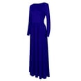 thumbnail image 6 of Avamo Ladies Maxi Dresses Long Sleeve Dress Solid Color Holiday Plain Casual Crew Neck Royal Blue S, 6 of 6