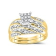 thumbnail image 2 of FB Jewels 14kt Yellow Gold His Hers Round Diamond Square Matching Wedding Set 1/3 Cttw Size 5, 2 of 4