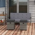 thumbnail image 2 of Outsunny 2 PCS Patio Wicker Ottoman Set with Removable Cushion Grey, 2 of 10