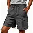 thumbnail image 5 of COSFO Work Cargo Shorts for Men Casual Solid Shorts with Multi Pockets Relaxed Fit Drawstring Solid Elastic Waist Shorts, 5 of 6