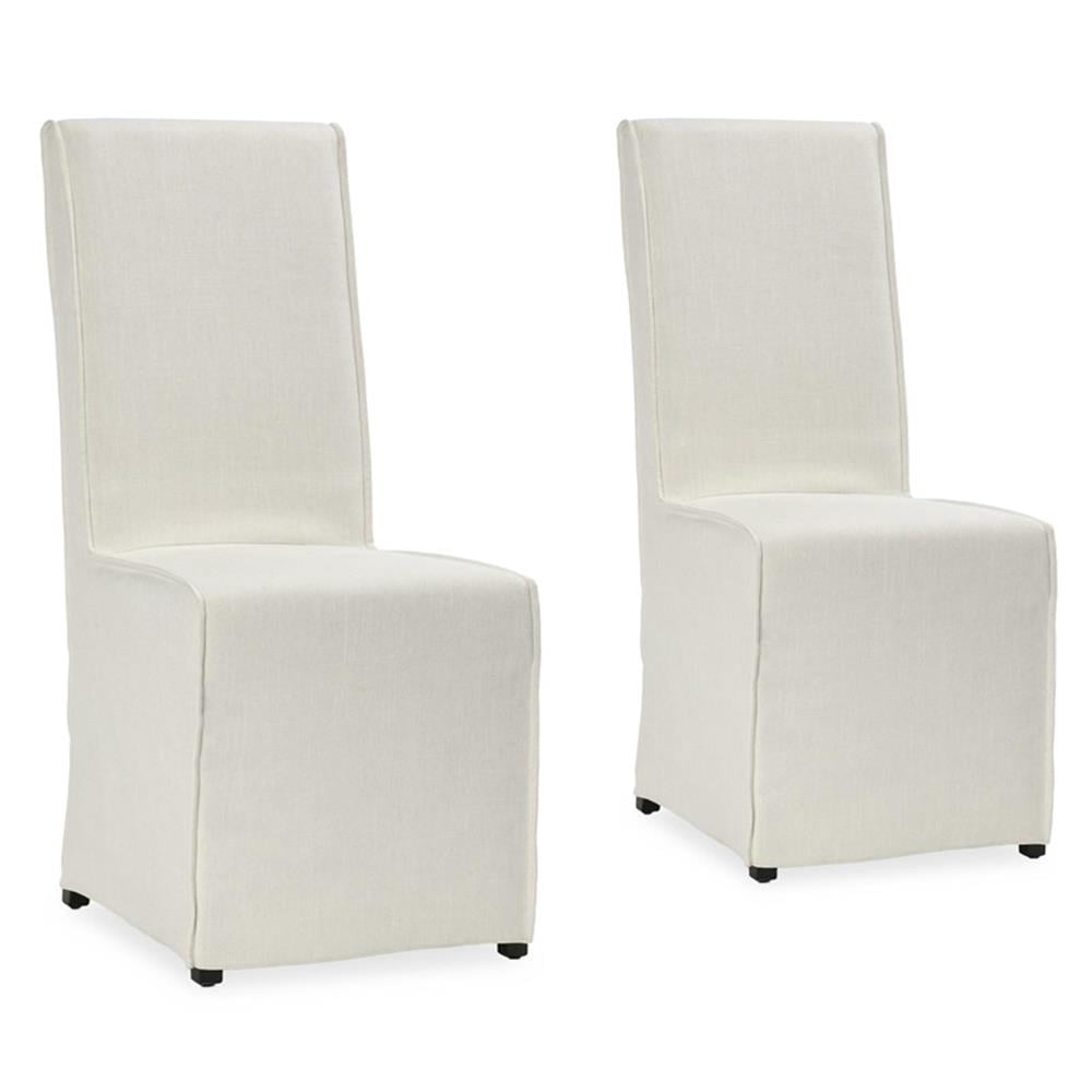 Pemberly Row White Fabric Upholstered Parsons Dining Chairs (Set of 2)