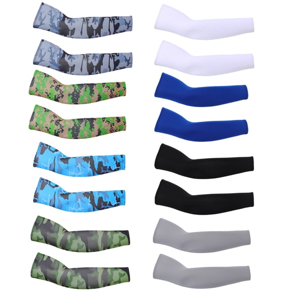 8 Pairs Unisex UV Protection Arm Cooling Sleeves Ice Silk Arm Cover - UV Sleeves - Sun Sleeves for Golf - Cycling - Football Sleeves