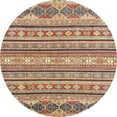 thumbnail image 1 of Ahgly Company Machine Washable Indoor Round Abstract Brown Red Area Rugs, 4' Round, 1 of 1