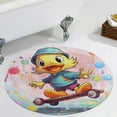 thumbnail image 4 of Q-version Funny Little Yellow Duck Round Small Area Rug, Print Non Slip Washable Floor Mat, Soft Throw Rug for Living Room, Powder Room Entryway, Bathroom, Bedside, 4 of 7