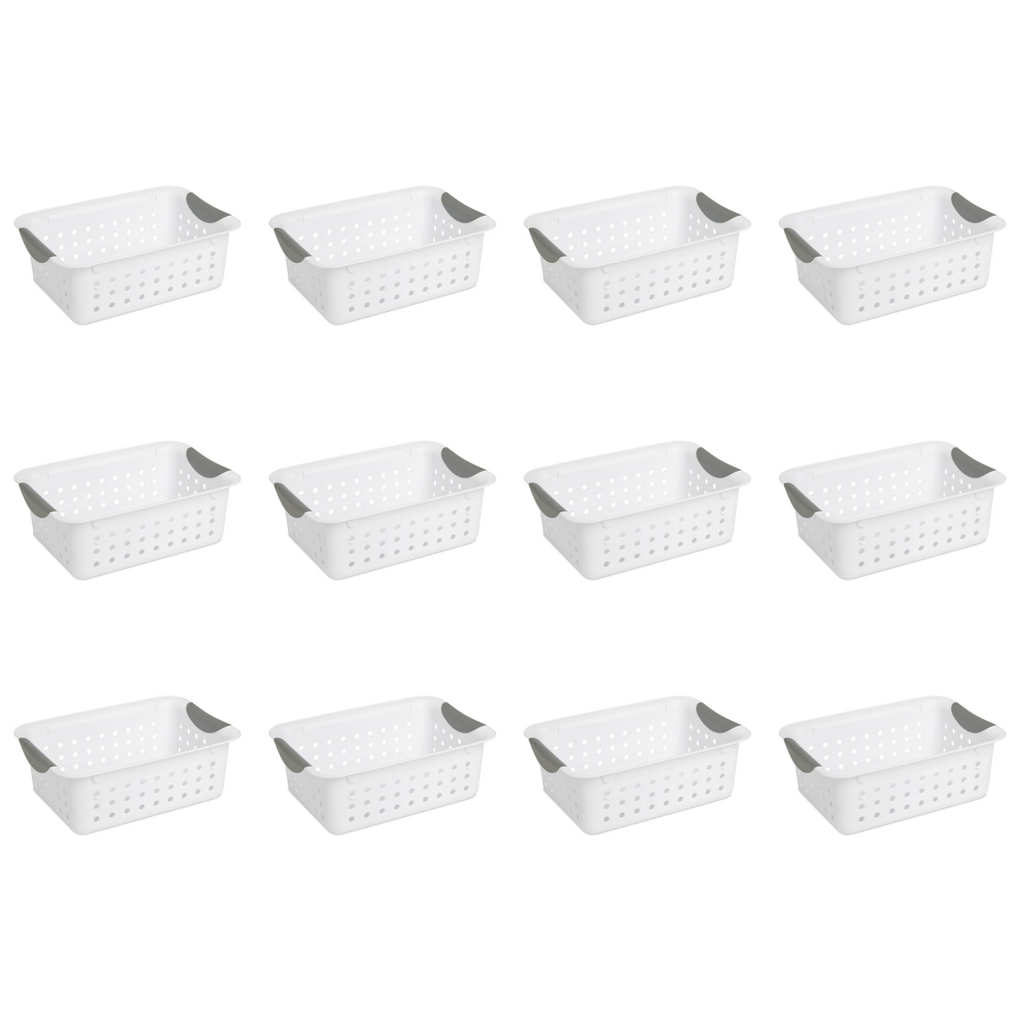 Sterilite Small Ultra™ Basket, Open Plastic Storage Bin, Versatile Organization Solution, White, 12 Count