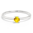 thumbnail image 2 of Gem Stone King 10K White Gold Yellow Sapphire Solitaire Engagement Ring for Women (0.16 Cttw, Round 3.5MM, Gemstone September Birthstone, Size 5), 2 of 6