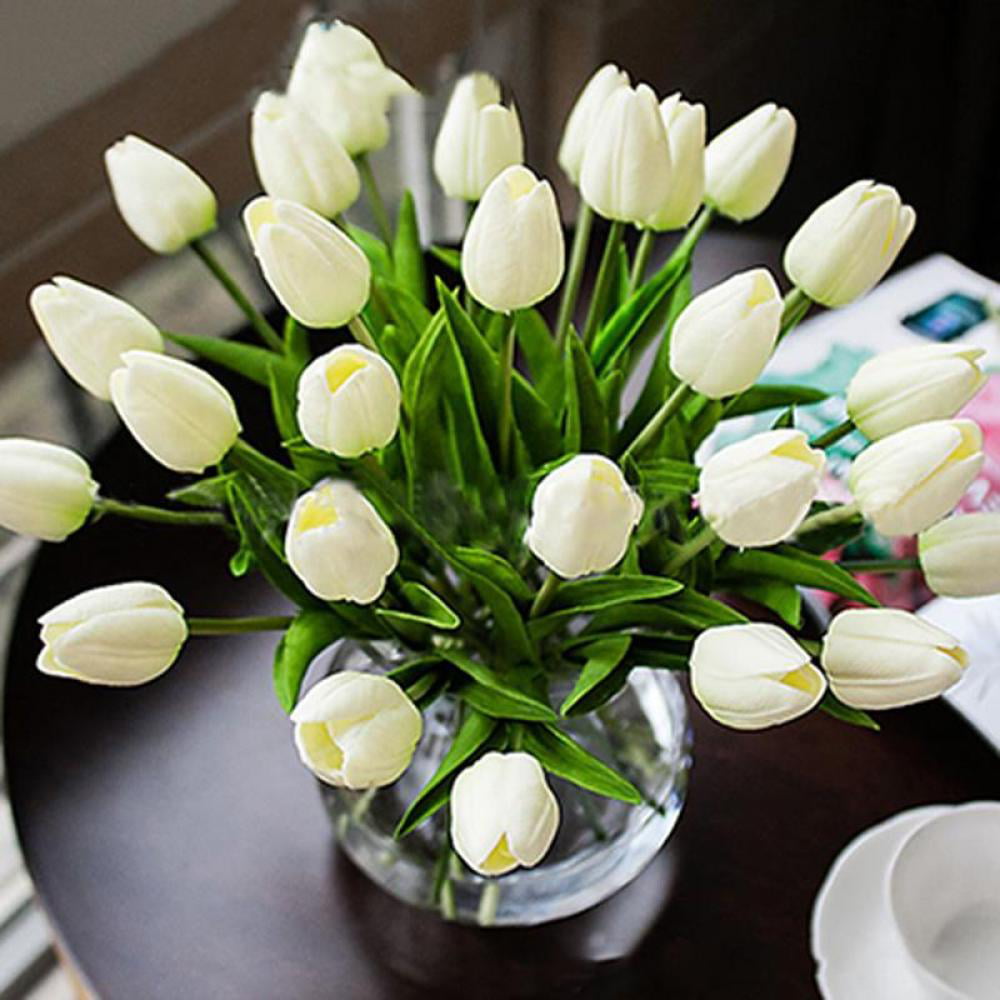 10pcs Tulip Artificial Flower Latex Real Touch Bridal Wedding Bouquet Home Decor 