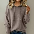 thumbnail image 2 of successthop Womens Plus Size Sweaters Slim Drawstring Hood Clothes Ribbed Cuffs Long Sleeve Knitwear Solid Tops Gray, 2 of 5