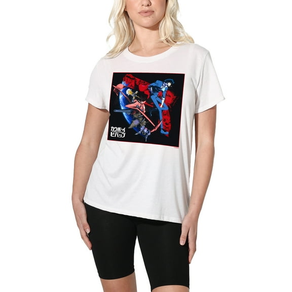 Cowboy Bebop Let's Jam with the Bebop Crew Women's Loose T-Shirt, White, Medium