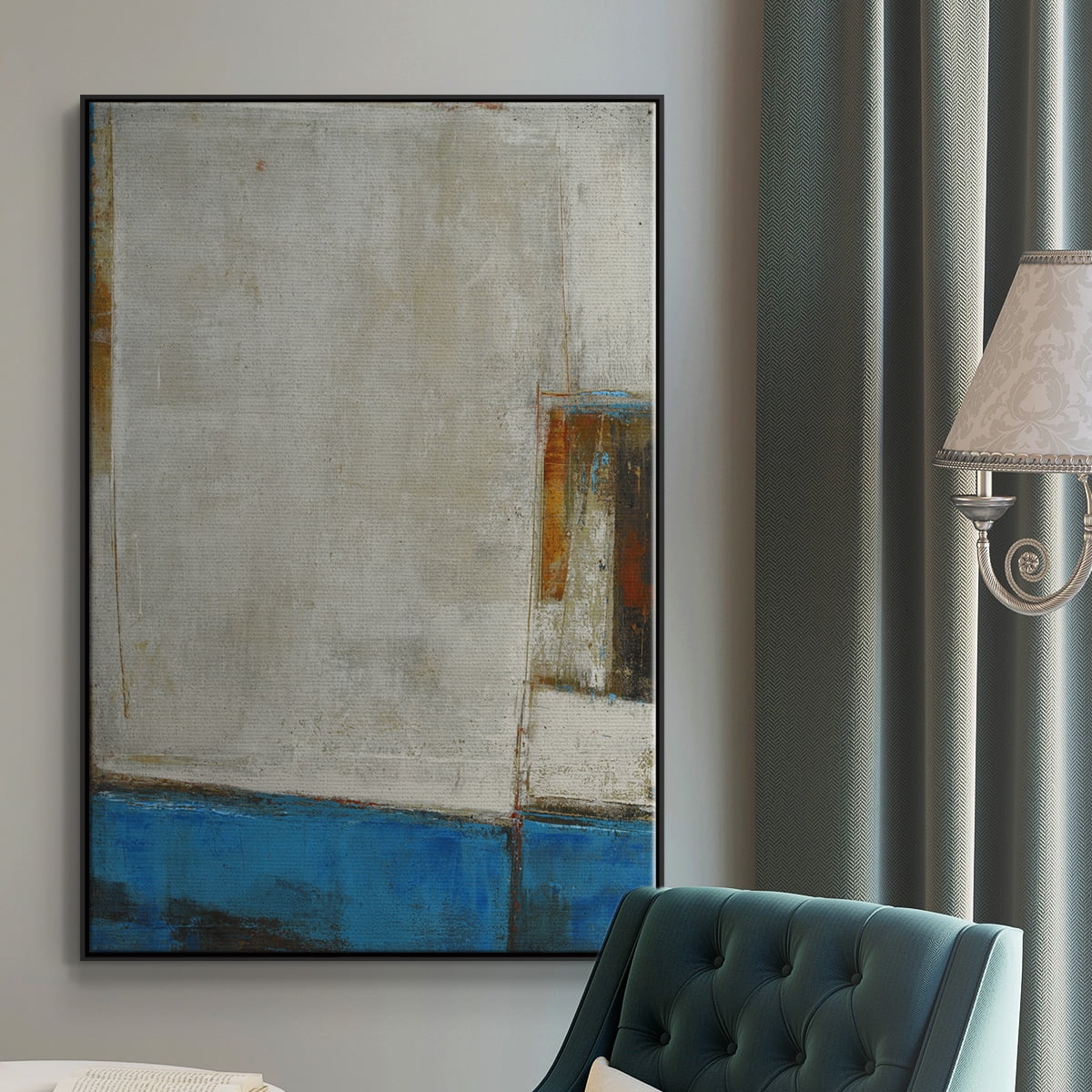 A Warped Window Framed Premium Gallery Wrapped Canvas - Ready to Hang - 25 x 37 - Black Floating Frame