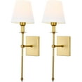 thumbnail image 6 of Ileading Slim Wall Sconces Set of 2 White Fabric Shade Wall Sconce Hardwired Indoor Wall Light Column Stand Bedroom Wall Lamp Bathroom Vanity Light Fixture, Black, 6 of 14