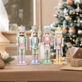 thumbnail image 6 of MInHoues Pastel Nutcracker Figurines Set of 4, Christmas Wooden Nutcracker Soldier Ornaments, Festive Macaron Color Holiday Decor for Tabletop Mantel Shelf, Xmas Decoration Gift, 6 of 6