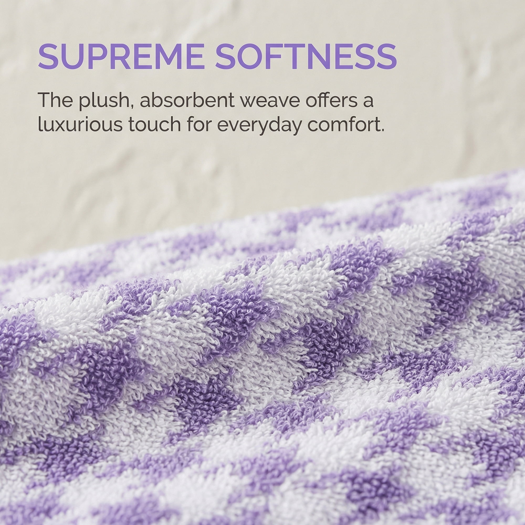 Unique Bargains Pure Cotton Houndstooth Soft Absorbent Hand Towels Purple 4pk