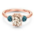 thumbnail image 3 of Gem Stone King 18K Rose Gold Plated Silver Peach Morganite and London Blue Topaz Engagement Ring for Women | 2.26 Cttw | Oval 9X7MM | Gemstone October Birthstone | Size 7, 3 of 6