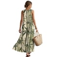 thumbnail image 2 of Xoenoiee Green Leaf Ink-Wash Print Linen-Like Maxi Dress Summer Dresses 2026, Beach Vacation Clothes Sleeveless Sundresses with Pockets, Breathable Boho Outfits for Travel Holiday Party, Size 4XL, 2 of 7