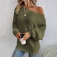thumbnail image 4 of Women's Off Shoulder Sweater Batwing Sleeve Textured Knit Fall Fashion Tops(Army Green, L), 4 of 4