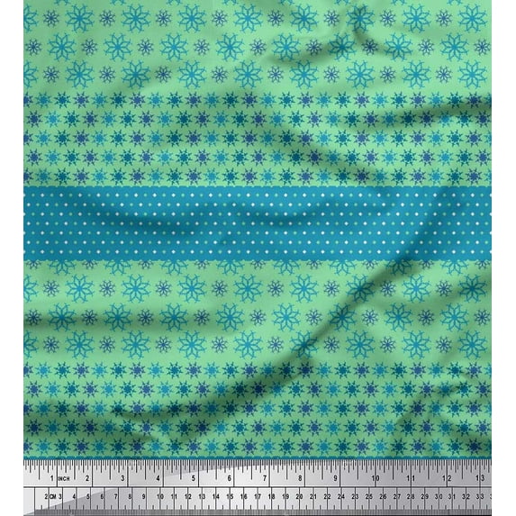 Soimoi Cotton Duck Fabric Diamond Shape & Floral Artistic Print Fabric by Yard 42 Inch Wide