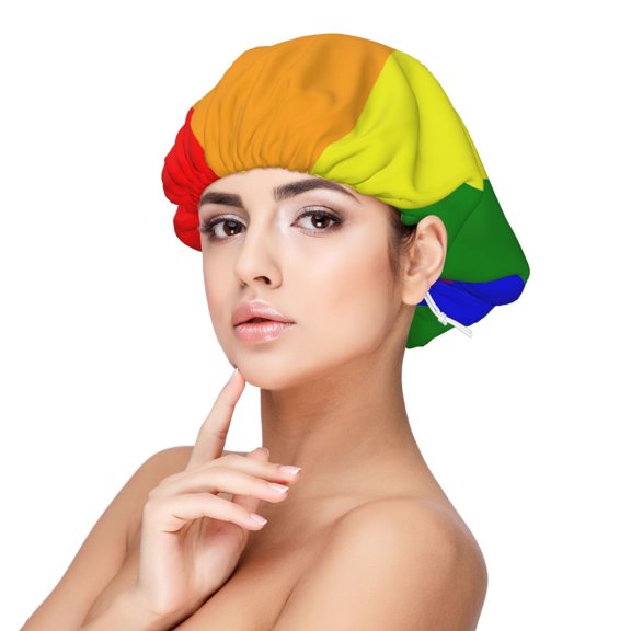 Pride Rainbow Flag Sleep Cap Satin Bonnet Sleeping Hat Soft Elastic Night Hair Cover For Women