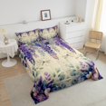 thumbnail image 4 of Purple Wisteria Comforter Set Dragonfly Floral Bedding Set,Violets Leave Down Comforter Srustic Farmhouse Animals Bed Set, 4 of 7