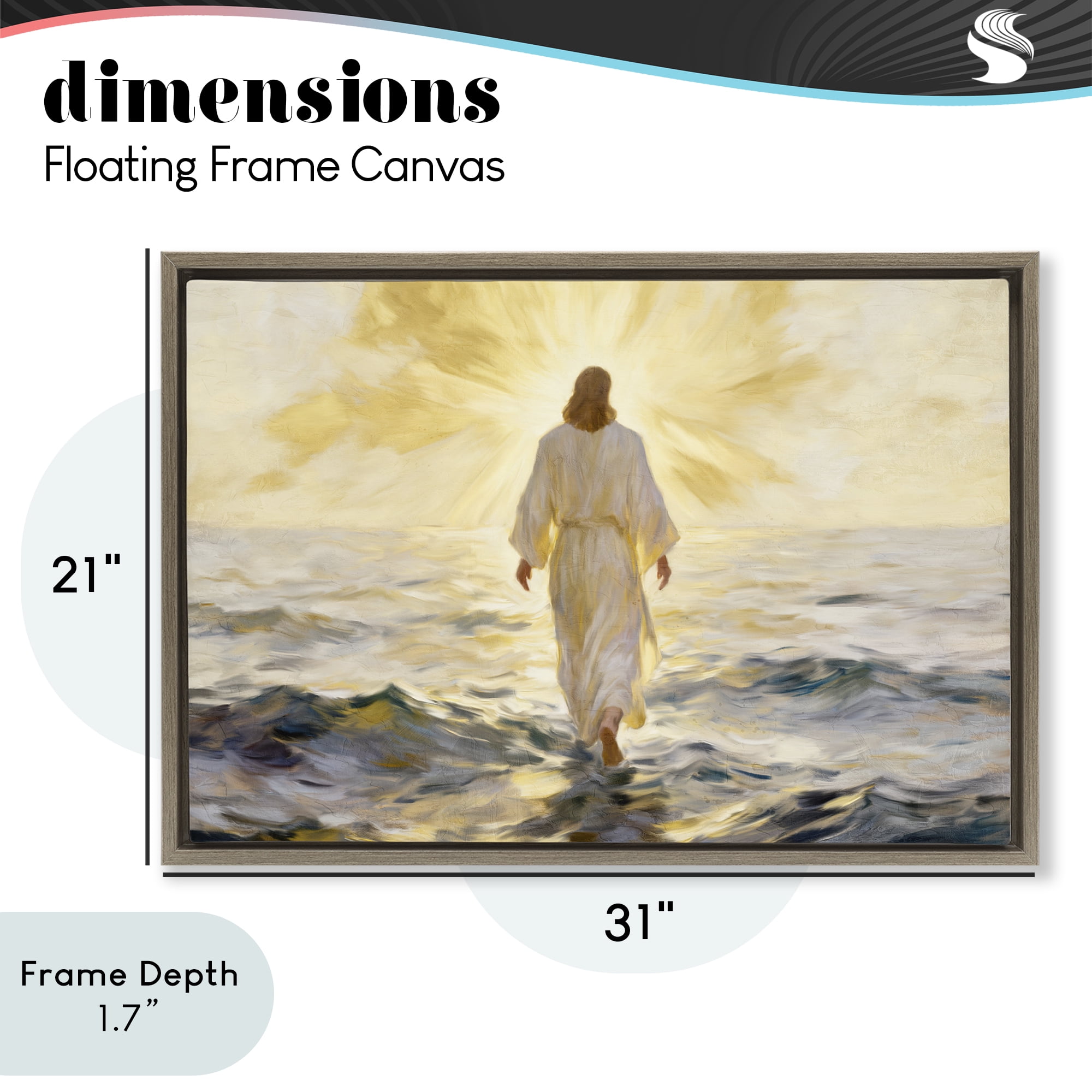 Stupell Industries Golden Walk Spiritual Figure Brown Framed Floater Canvas Wall Art, design by Kim Allen