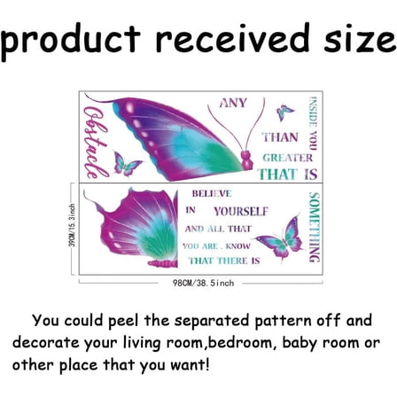 Butterfly Wall Stickers Inspirational Quotes Wall Decals Believe in Yourself Wall Sticker Peel and Stick