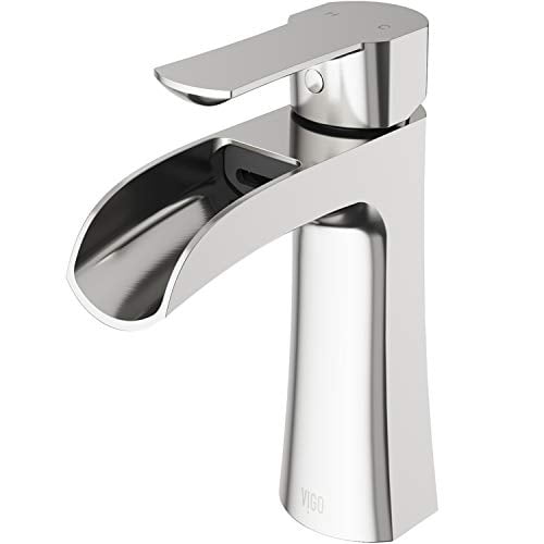 VIGO VG01041BN 7" H Paloma Brushed Nickel 1-Handle Waterfall Vessel WaterSense Bathroom Sink Faucet