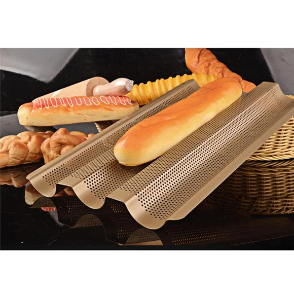 Stainless Steel French Baguette Pans, Perforated Bread Tray for Gourmet Results