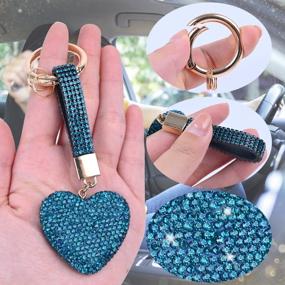 Heart Shape Key Chain, Crystal Keychain for Women with Sparkly Rhinestones Bling Car Key Chains for Backpack Handbag Car Key
