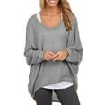 thumbnail image 1 of Bellella Hauts Légers pour Femmes Tricot Col Rond T-Shirt Quotidien Gris L, 1 of 2