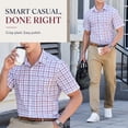 thumbnail image 5 of Mens Button Down Shirts Plaid Short Sleeve Shirts for Men Dress Shirt Oxford Collar with Pocket L, 5 of 10