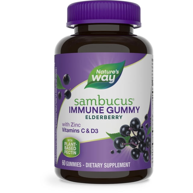 Suplemento de gomitas Sumbucus de Nature's Way, 60 cápsulas masticables, bayas de saúco