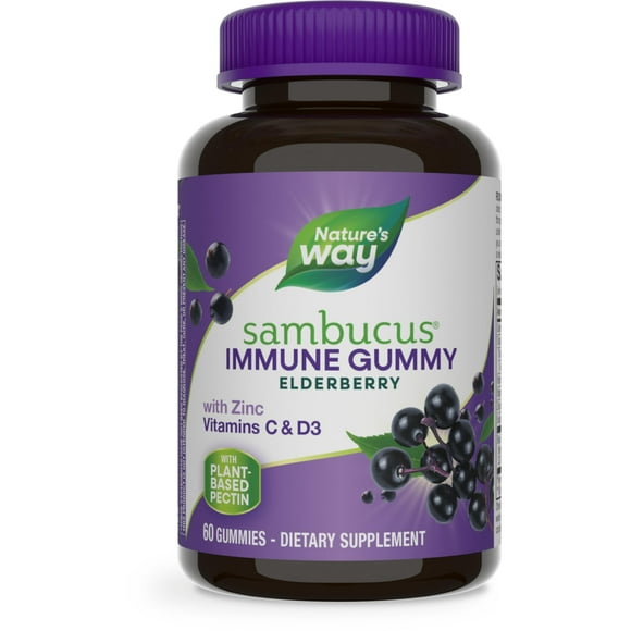 Suplemento de gomitas Sumbucus de Nature's Way, 60 cápsulas masticables, bayas de saúco