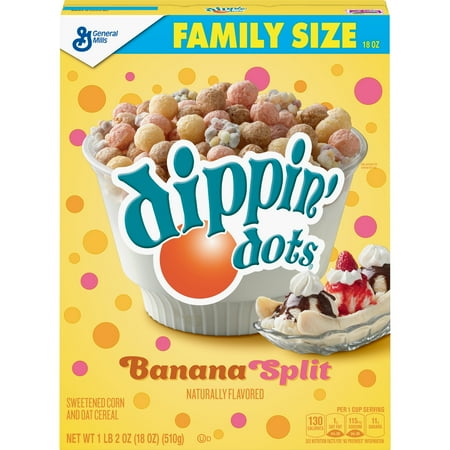 Dippin Dots Banana Split Flavored Cereal Family Size, 18 oz Box