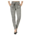 thumbnail image 3 of Women's High Waisted Pants Plaid Paper Bag Waist Side Pockets Waist Tie Bottoms, Grey 01, S, 3 of 4